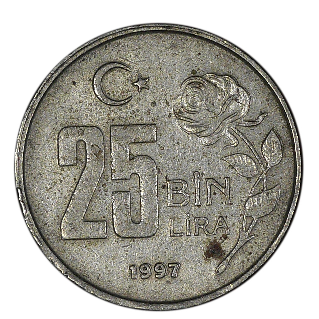 Turcja - moneta 25 bin lira 1997 rok
