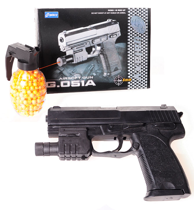 PISTOLET BROŃ KRÓTKA G.051A KULKI ASG 500 kulek