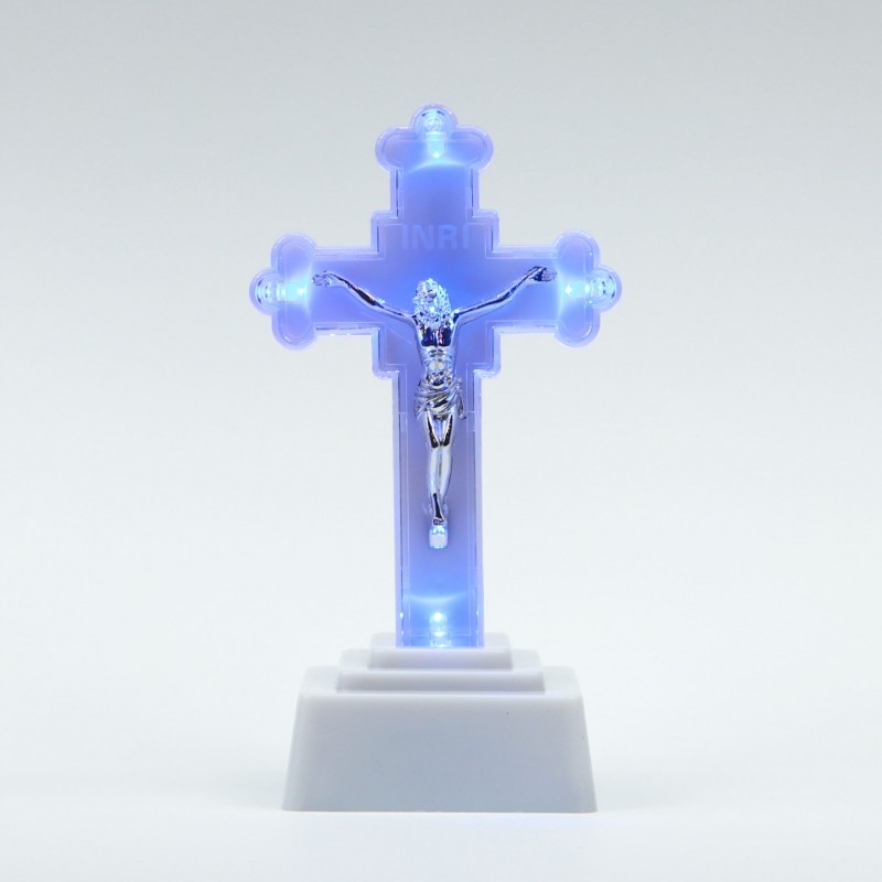 KRZYŻ LEDOWY, KRZYŻYK LED 18cm NIEBIESKI LEDY LIGH
