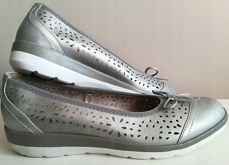 Buty damskie FOOTFLEXX 40 srebrne balerinki