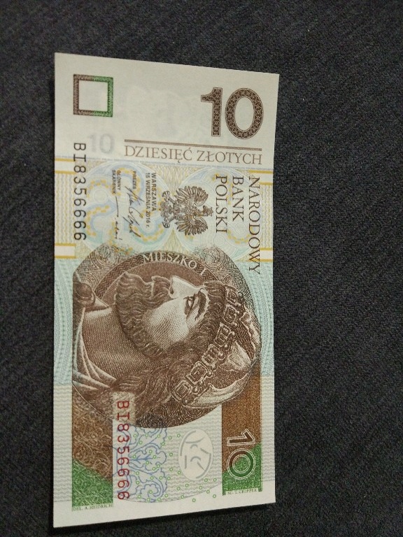 Banknot 10 zł z 6666 w nr seryjnym