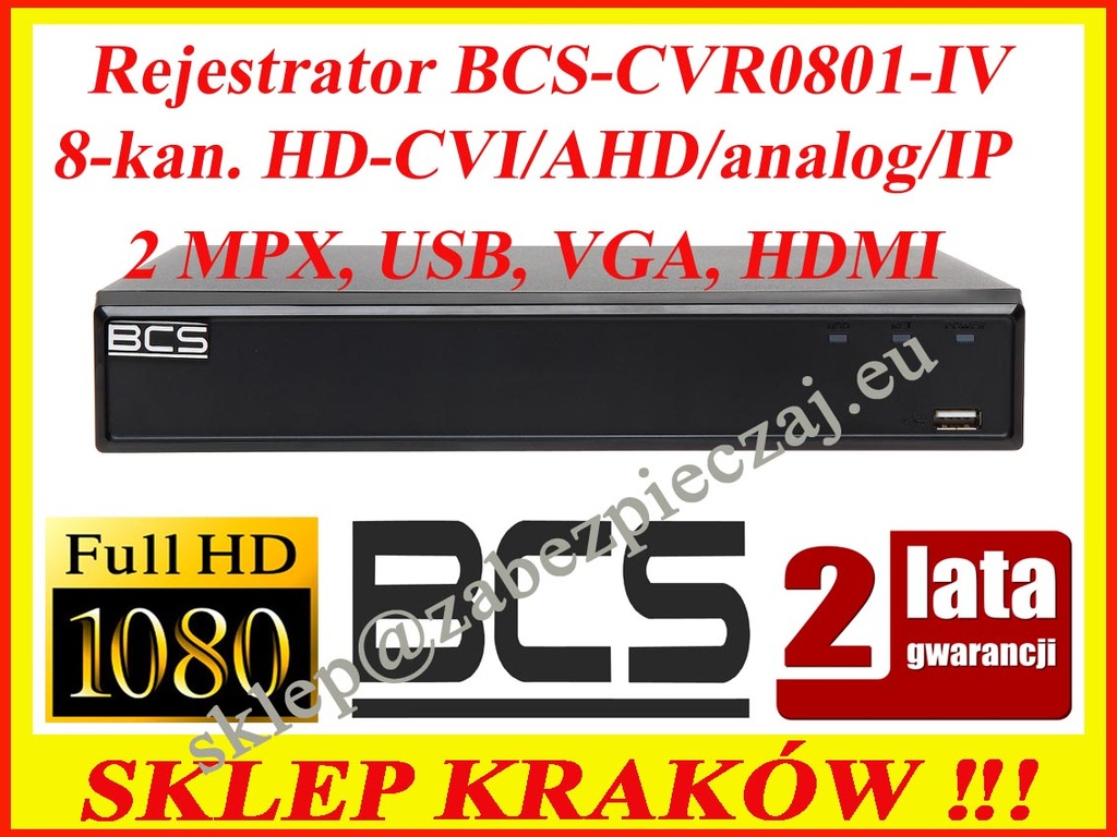 Rejestrator BCS-CVR0801-IV HDCVI/AHD/ANALOG + IP