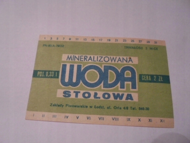 Etykieta na wodę sodową, mineralna Łódź