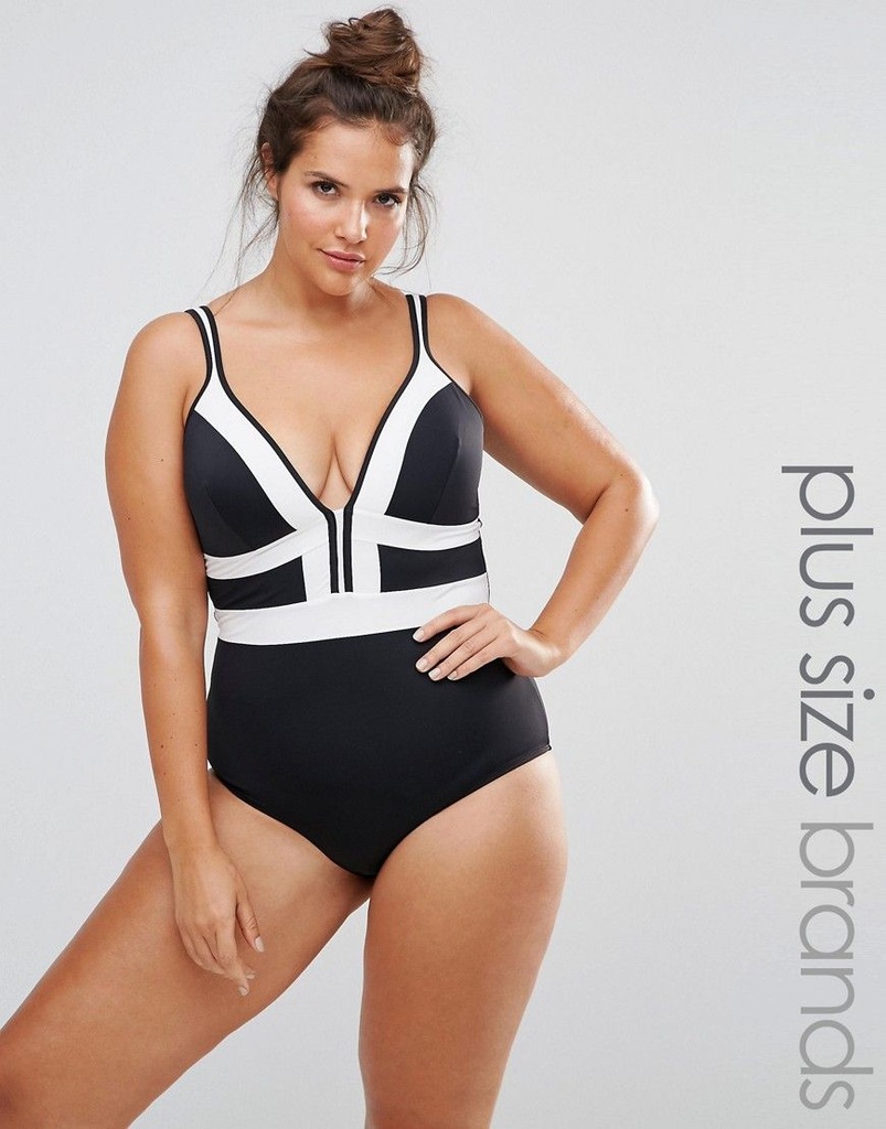 CITY CHIC Monochromatyczne monokini plus size (XL)