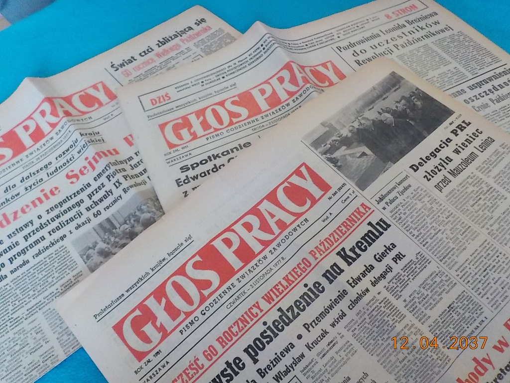gazety z PRL-u Głos Pracy 1977 zestaw gazet