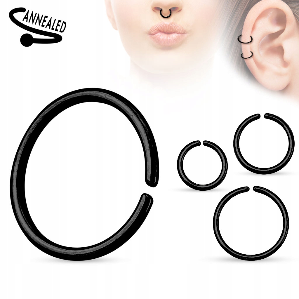 Kolczyk do nosa kółko 10mm nostrill czarny helix
