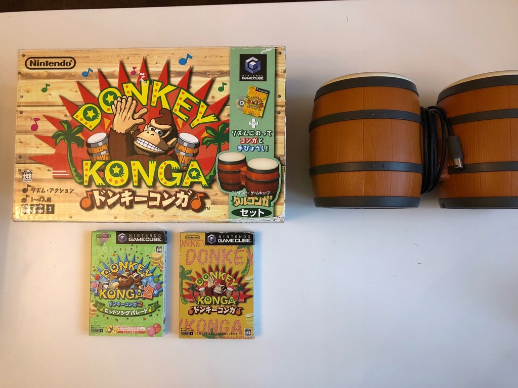 Donkey Konga + bębny / bongosy GameCube + dwie gry