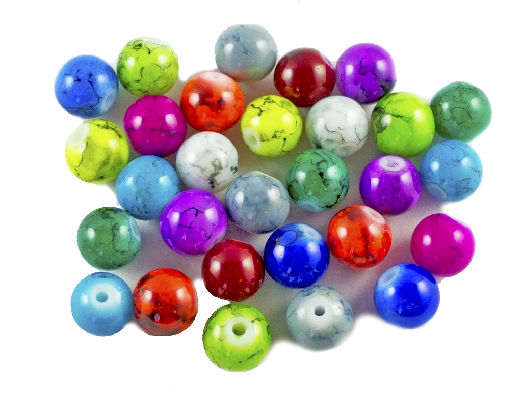 Koraliki Szklane Powlekane MARMURKI 8mm 50szt mix