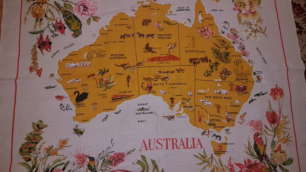 Obrus na stół PRL mapa AUSTRALIA