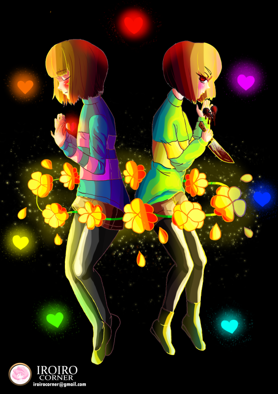 Undertale - Frisk i Chara - art A4 + antyrama