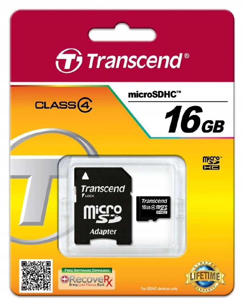 TRANSCEND microSD 16GB Class4 + adapter