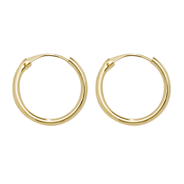 Złote kolczyki koła 14 mm próba 375