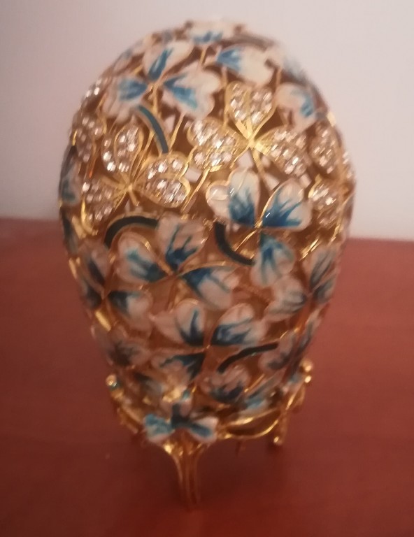 Jajko faberge, śliczne i bardzo duże - niebieskie