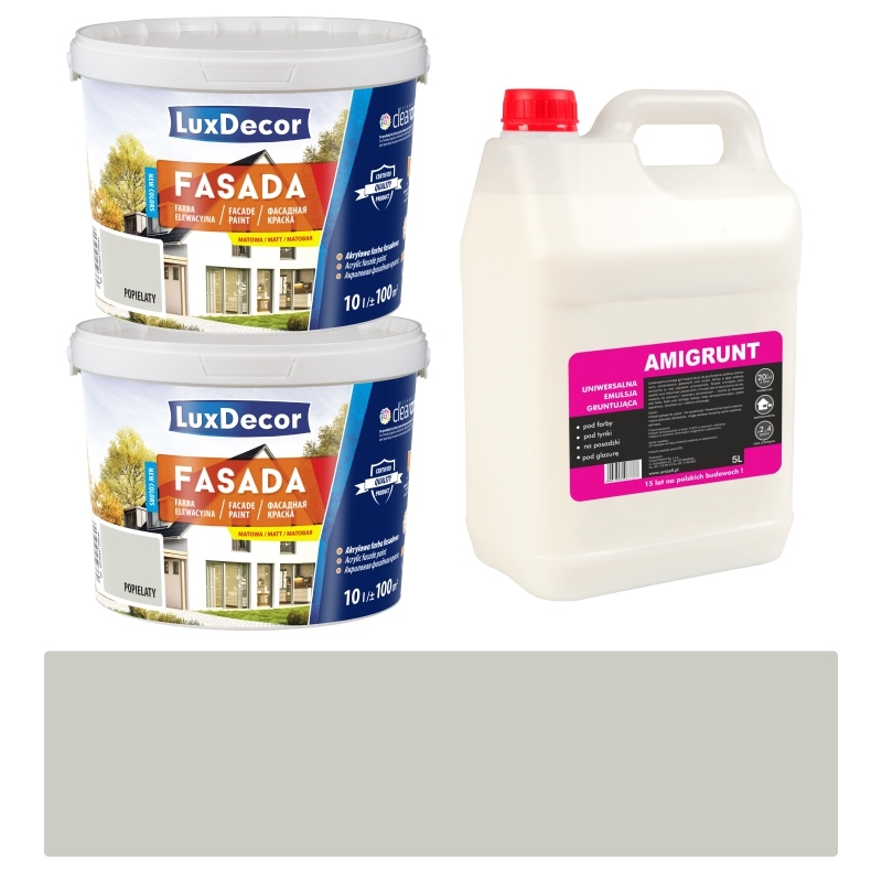 FARBA ELEWACYJNA FASADOWA 20L POPIELATY + GRUNT 5L