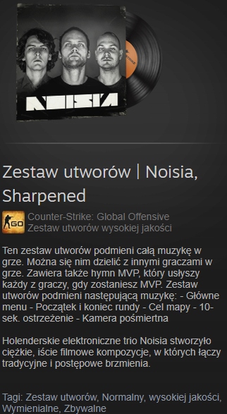 CS:GO Zestaw utworów Noisia Sharpened Music Set