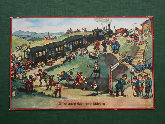 HUMOR KOLEJOWY  #A1539# kolej, pociąg, sygnowana