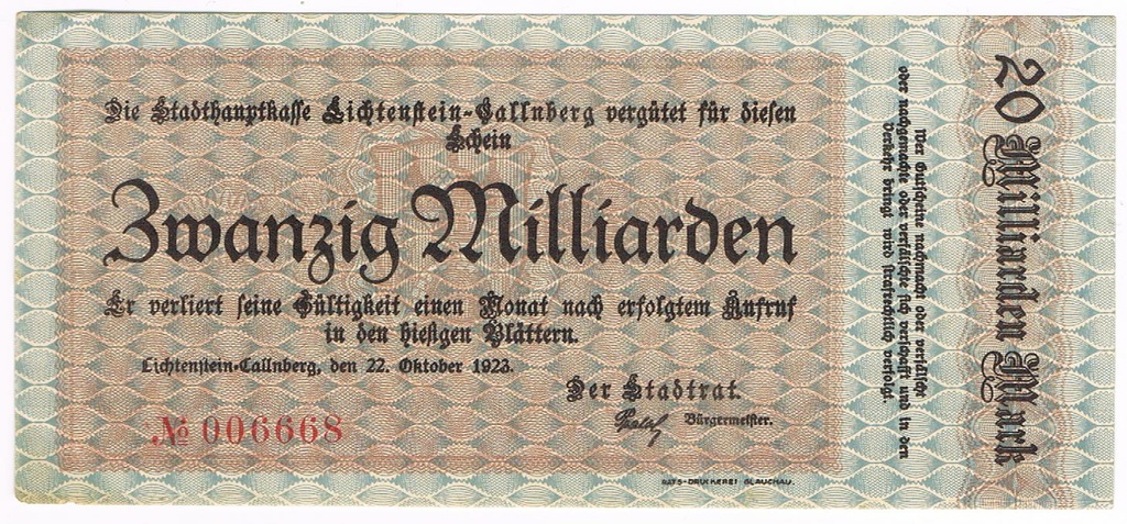 20 mld mk Niemcy 1923r