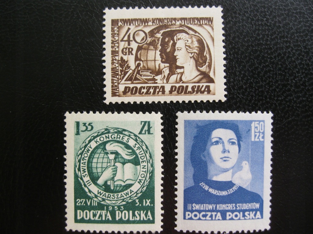 POLSKA 1953 -Kongres studentow /Fi.673-675 (3 zn.)