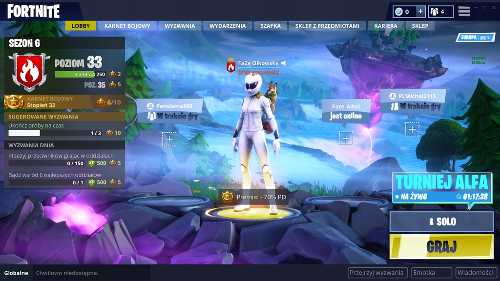 Fortnite 5 i 6 sezon + biała motocyklistka 2.50KD