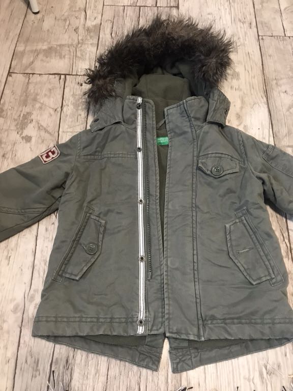 Benetton Parka Zima khaki chłopiec 2 lata 90cm