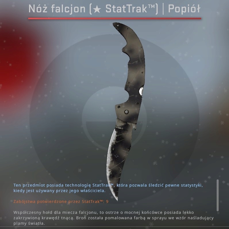 Skin Nóż Falcjon popiół Startrack