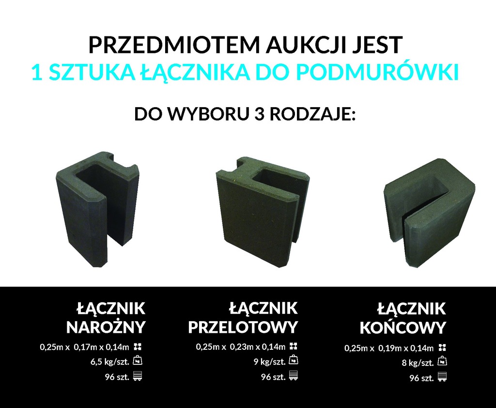 ŁĄCZNIK BETONOWY PODMURÓWKA OGRODZENIA BETONOWE