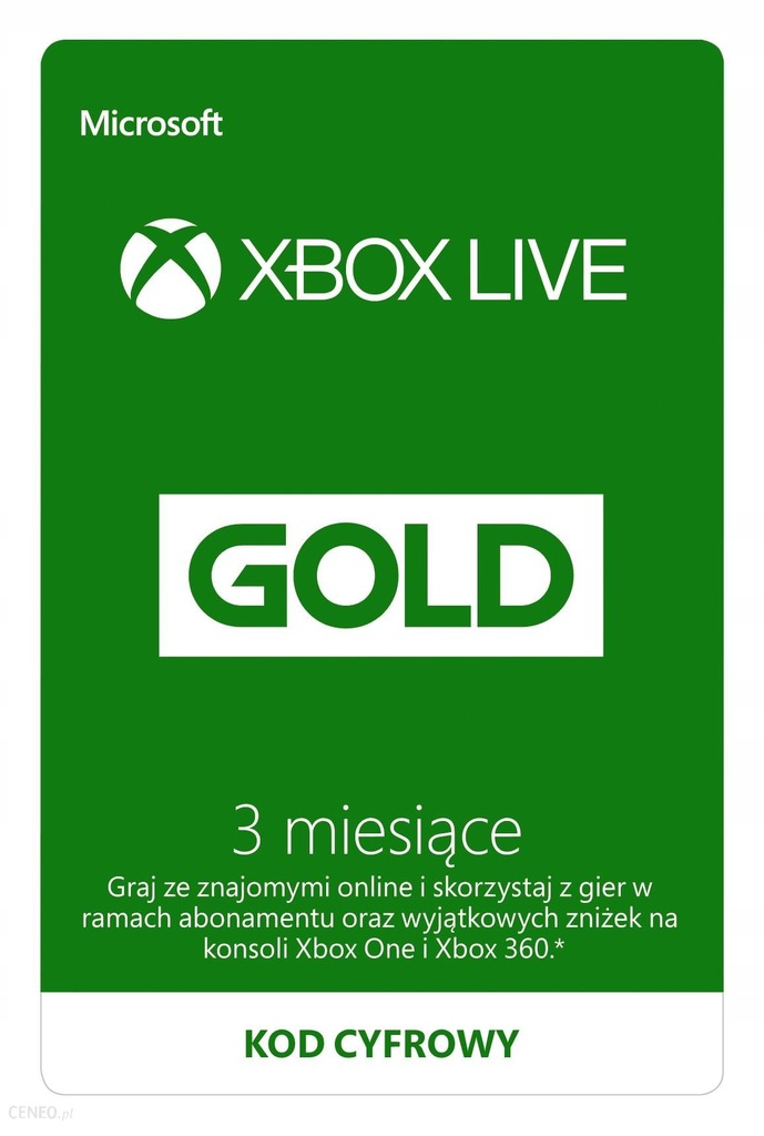 Xbox Live Gold 3 miesiące Kod Klucz