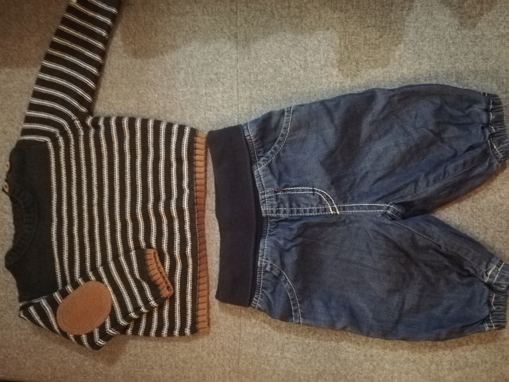 Newbie r. 56 komplet sweterek i spodnie jeansowe