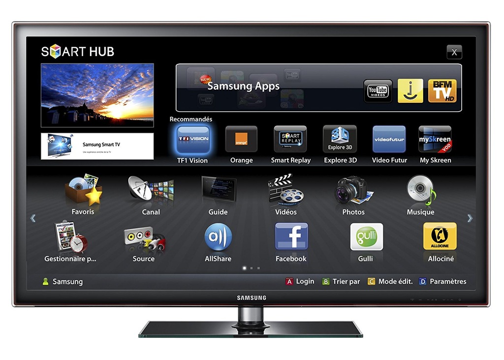 TV LED SAMSUNG UE46D5700 MEPG4 HDMI FHD 3D