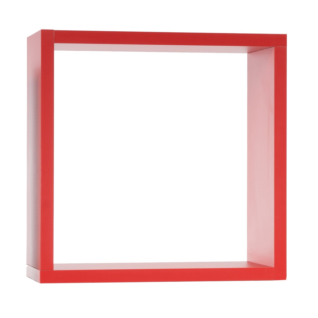 Półka wisząca kwadrat 35/35/17cm czerwona KLEJONE