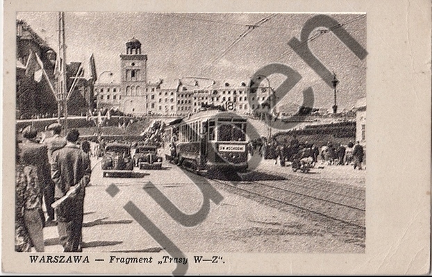 Warszawa Trasa WZ tramwaj 18 ruch uliczny 50-te
