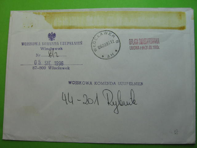 Włocławek - WKU Rybnik / Całość Koperta