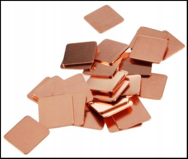 Blaszki miedziane 15x15mm chłodzenie różna grubość