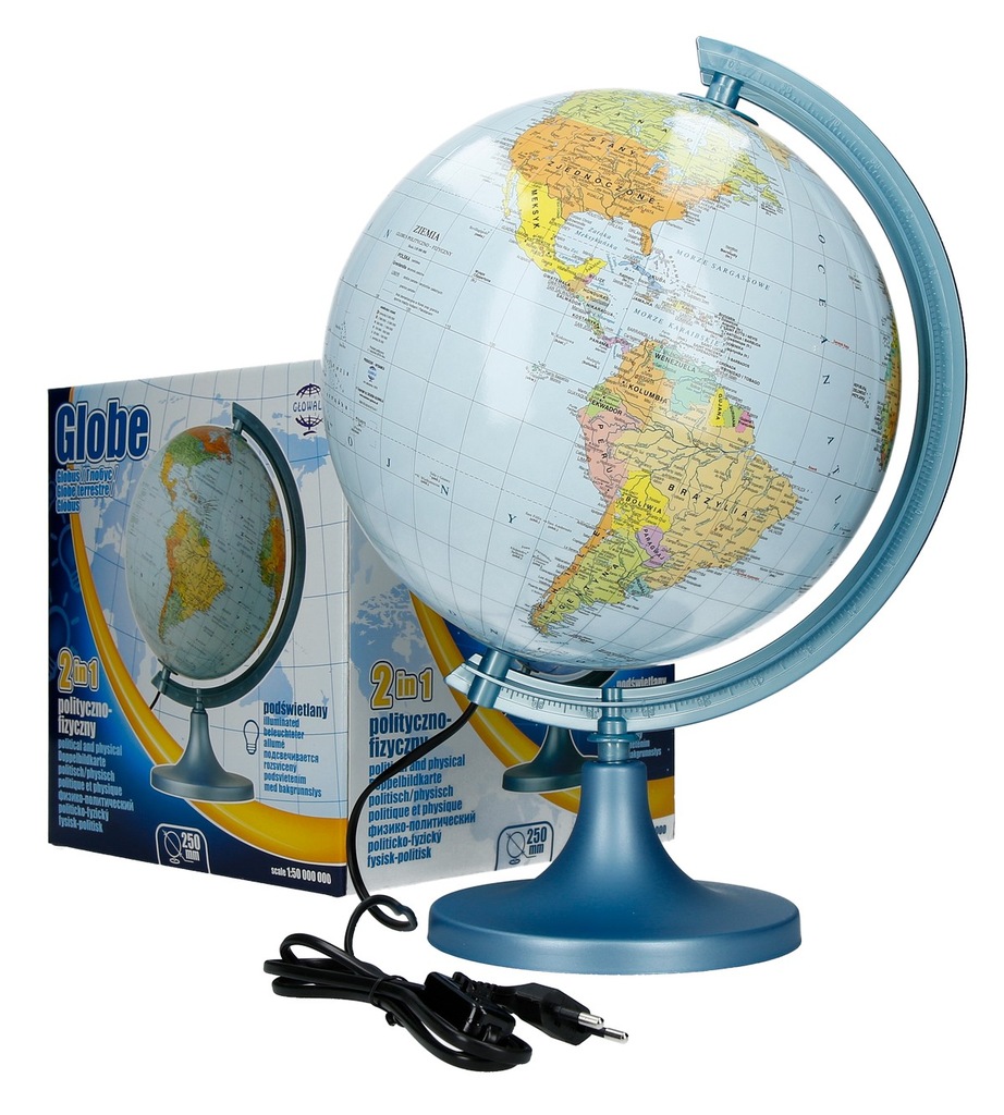 Globus polityczno-fizyczny 250mm podświetlany