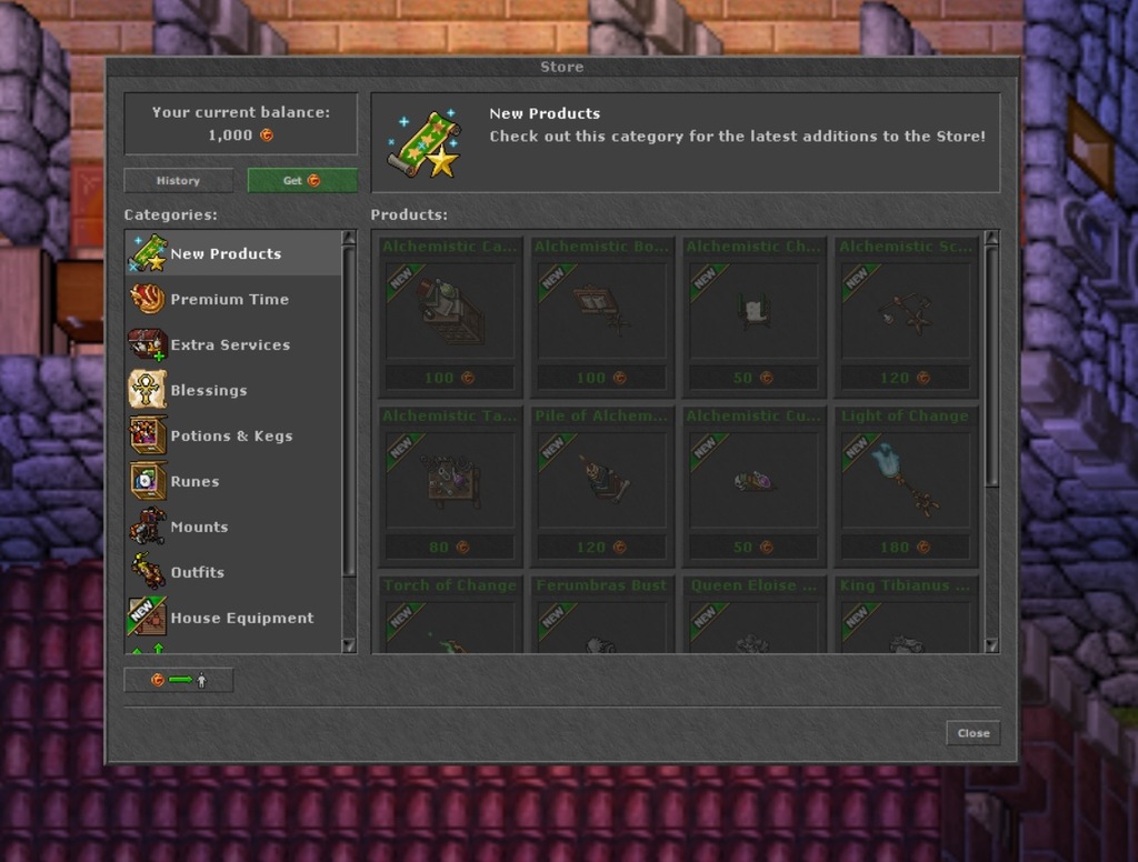 1000 TIBIA COINS (4x PACC)