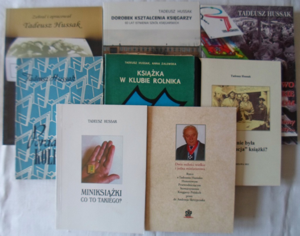 Tadeusz Hussak x8 Księgarz, księgarstwo, miniatury
