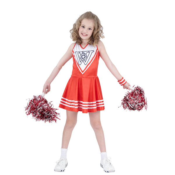 STROJ CHEERLEADERKI CZIRLIDERKI 120/130 + POMPONY