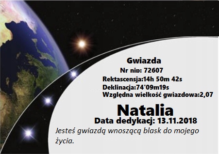 GWIAZDA PRAWDZIWA NAZWIJ SWOIM IMIENIEM CERTYFIKAT