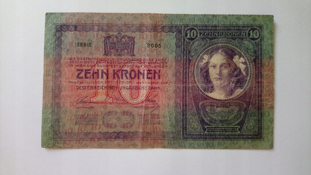 Banknot Austro - Węgry 10 koron 1904 rok