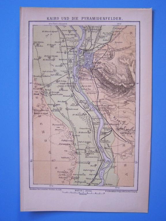 KAIR EGIPT PIRAMIDY stara mapa 1894 r.
