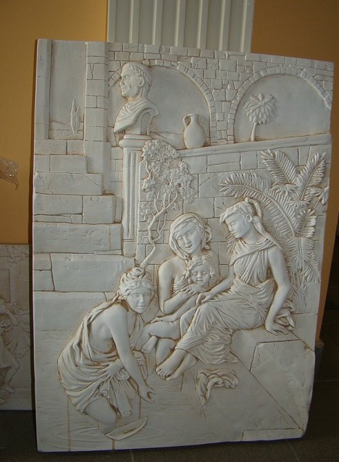 Płaskorzeźba - relief Scenka łazienkowa  gips 