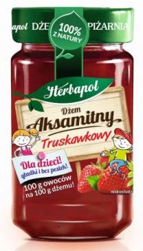 DŻEM AKSAMINTY TRUSKAWKOWY GŁADKI I BEZ PESTEK !