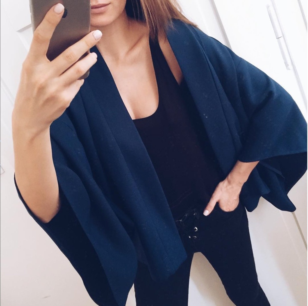 GRANATOWE KIMONO THE ODDER SIDE MARYNARKA 
