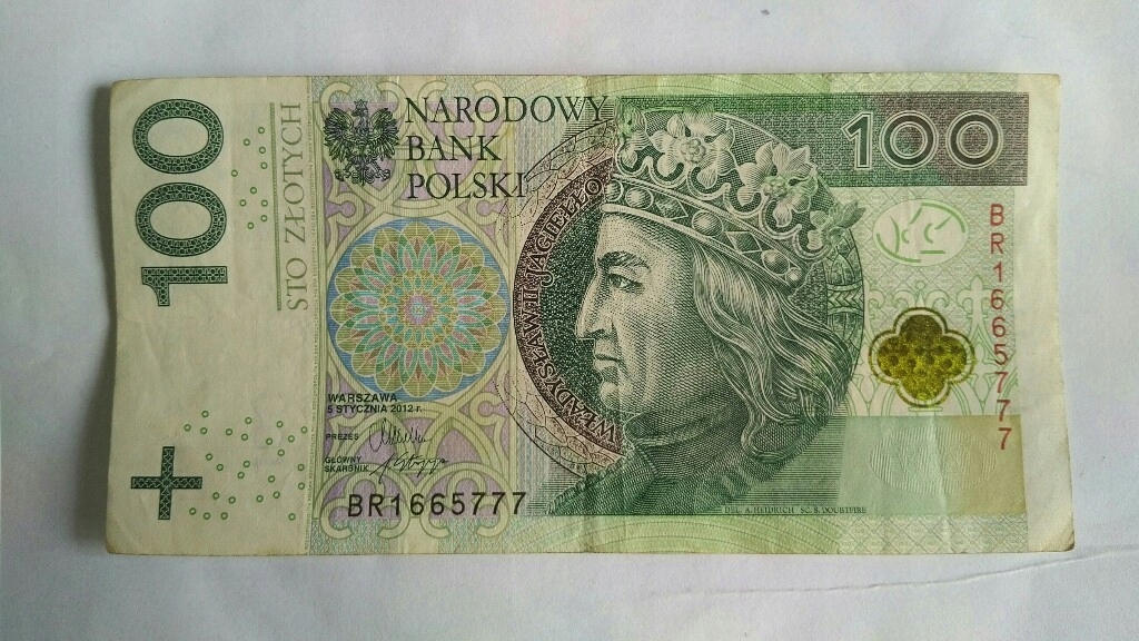Banknot 100 zł | 777 | BR1665777 | SIÓDEMKI