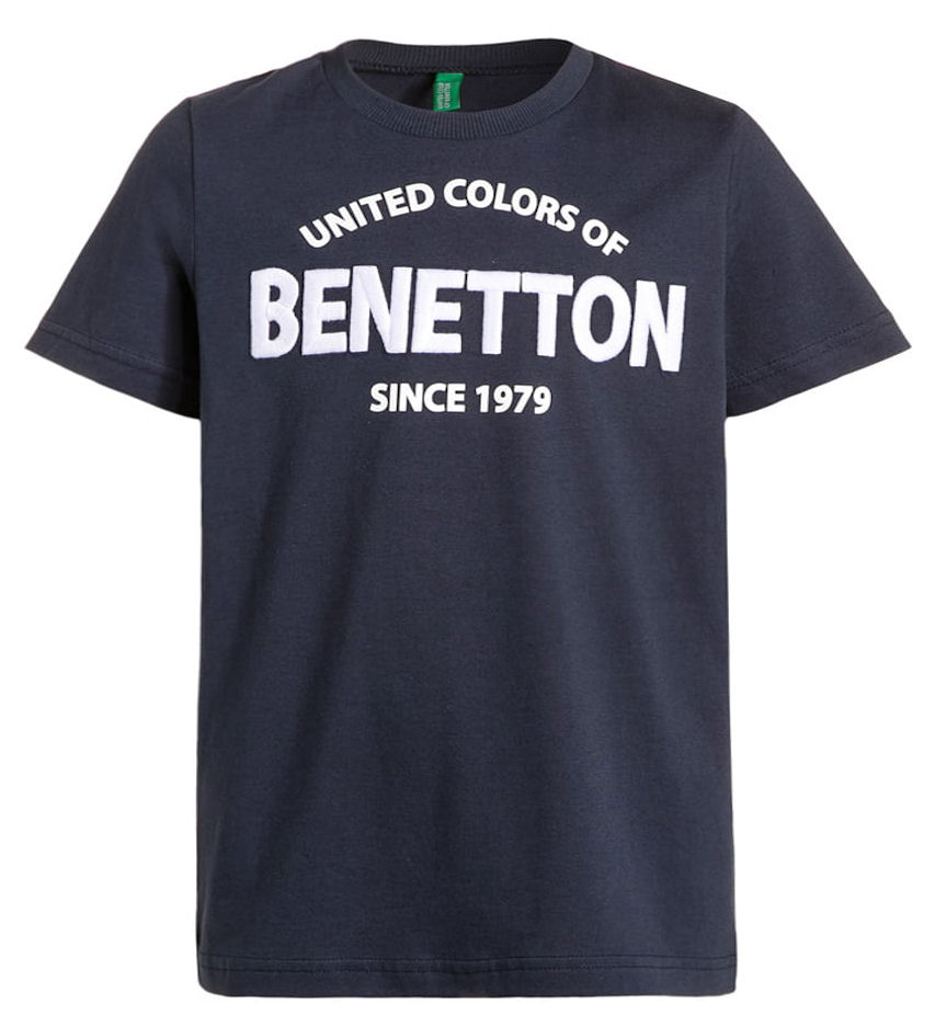 Nowy T-shirt granat biały napis BENETTON 12l