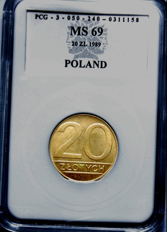 20 złotych 1989, mosiądz, Piękne rzadkie