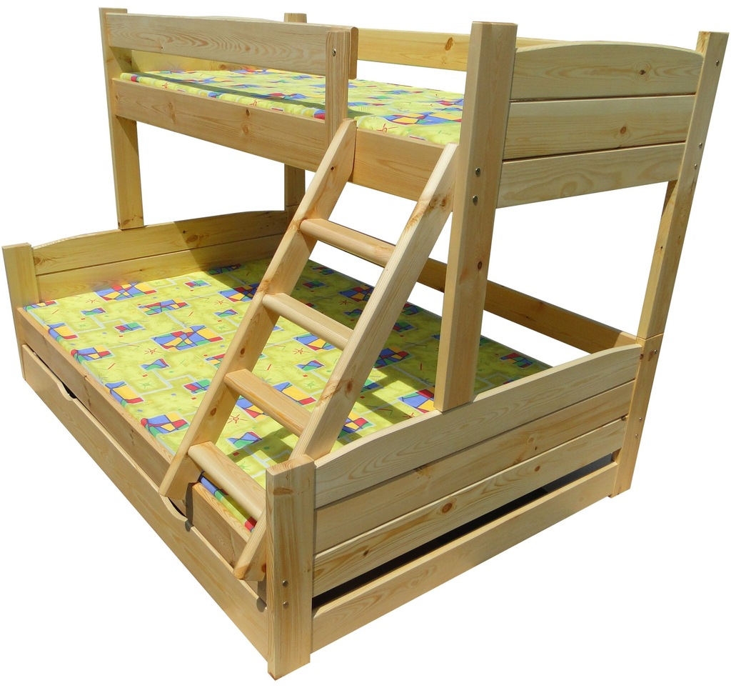 MEGA KOLOS 140x200 łóżko piętrowe trzyosobowe +150