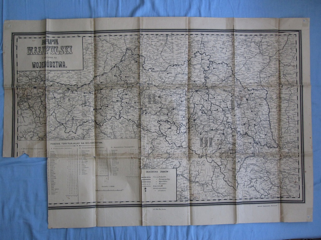 Stara, duża mapa Małopolski - 100 lat / 94 cm