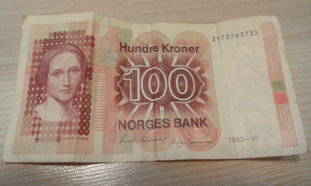 100 koron norweskich 1993 korony norweskie
