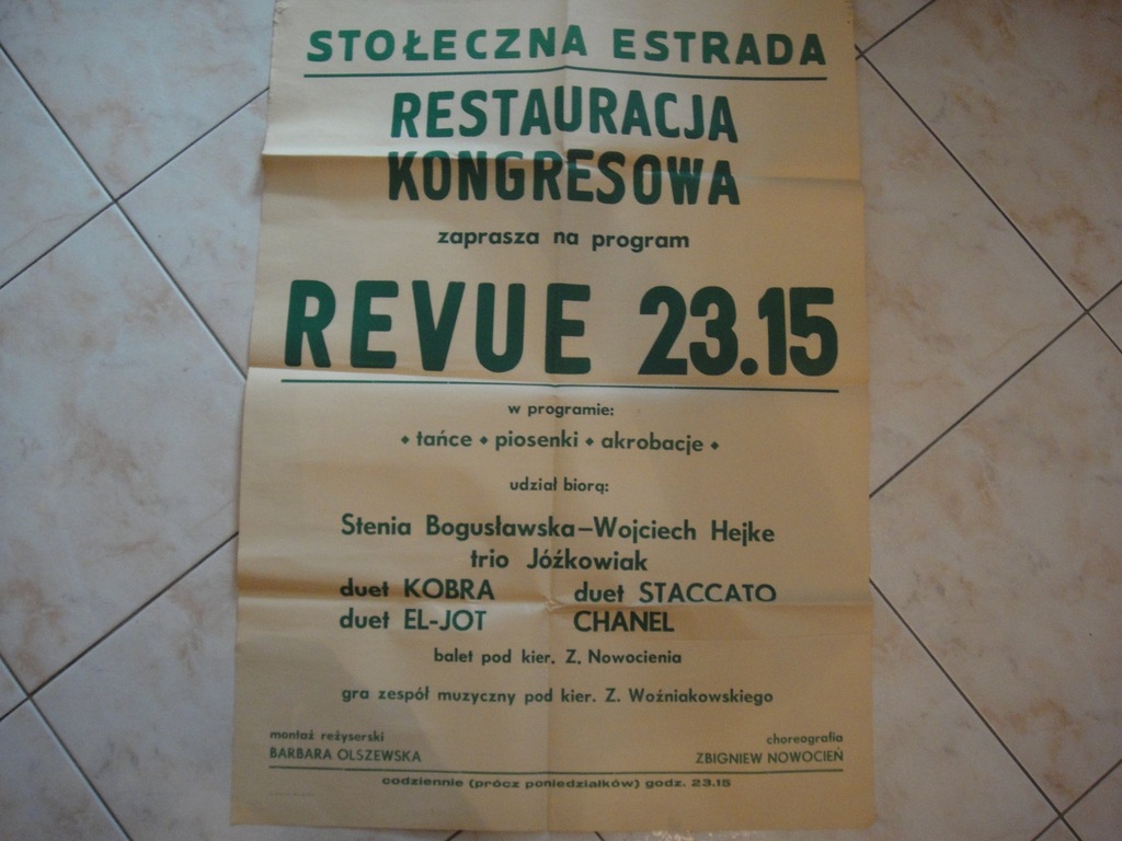 PLAKAT RESTAURACJA KONGRESOWA STOŁECZNA ESTRADA